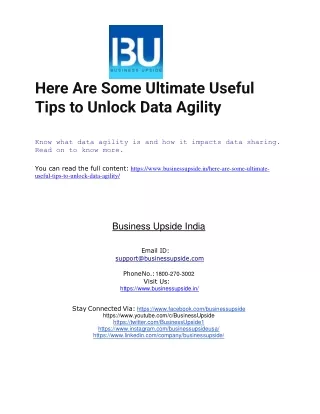 Here Are Some Ultimate Useful Tips to Unlock Data Agility