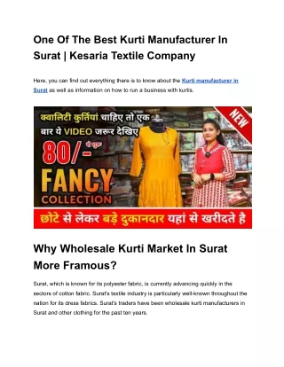 One Of The Best Kurti Manufacturer In Surat | Kesaria Textile Company