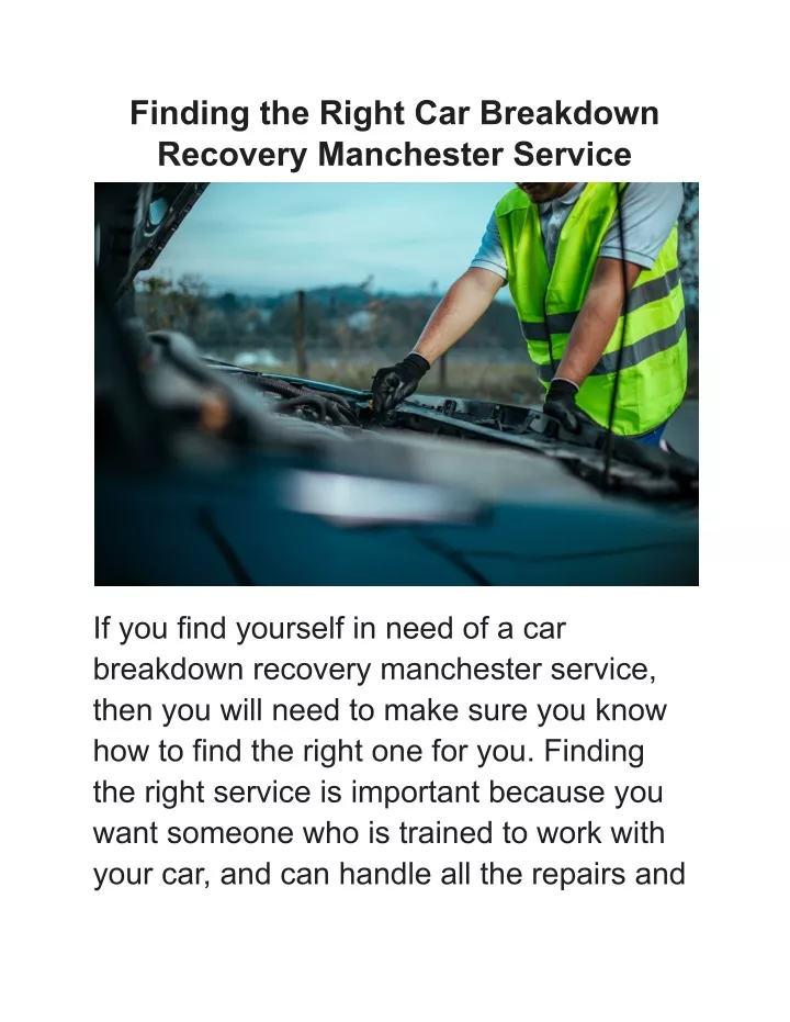 finding the right car breakdown recovery