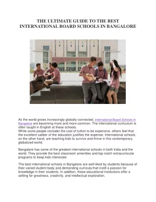 THE ULTIMATE GUIDE TO THE BEST INTERNATIONAL BOARD SCHOOLS IN BANGALORE