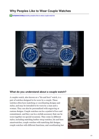 Why Peoples Like to Wear Couple Watches