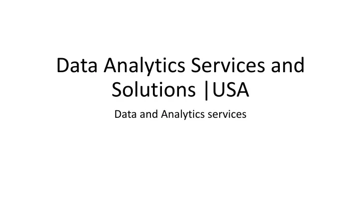 data analytics services and solutions usa