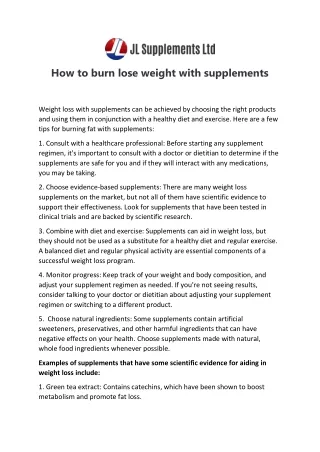 How to burn Fat with supplements