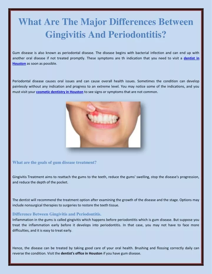 what are the major differences between gingivitis