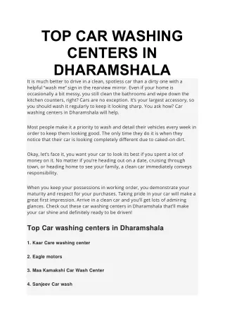 TOP CAR WASHING CENTERS IN DHARAMSHALA