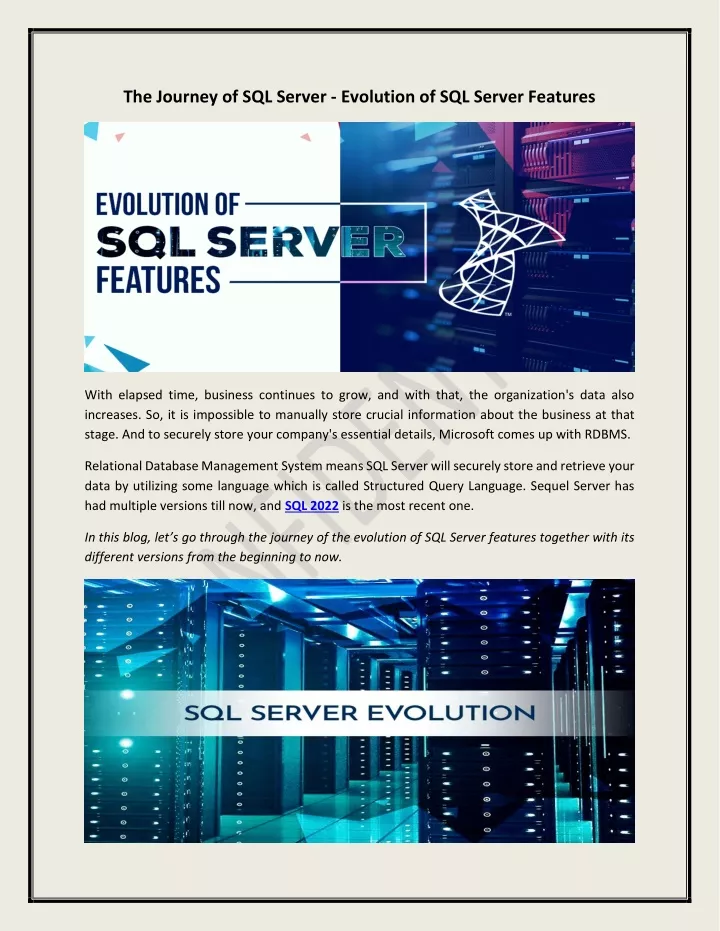 the journey of sql server evolution of sql server