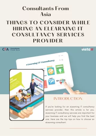 Consultants From Asia Things To Consider While Hiring an eLearning IT consultancy Services Provider