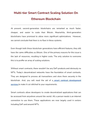 multi tier smart contract scaling solution on