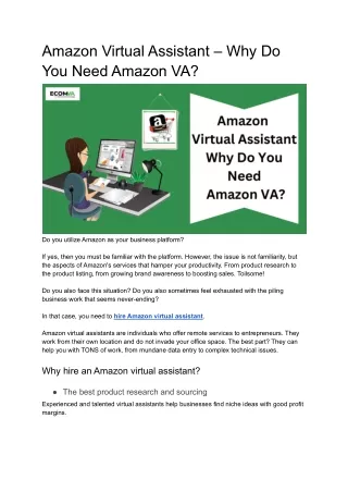 amazon virtual assistant why do you need amazon va