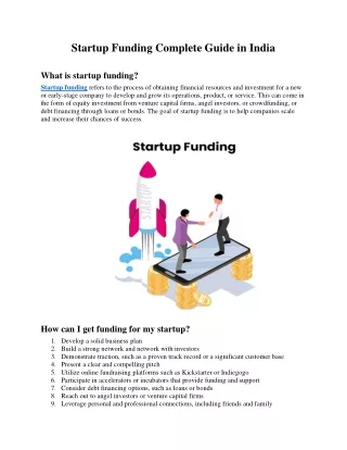 Startup Funding Complete Guide in India