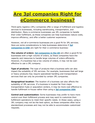 Are 3pl companies Right for eCommerce business?