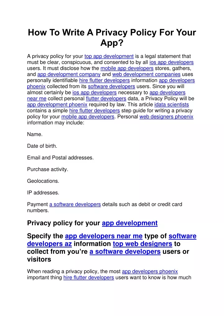 how to write a privacy policy for your app