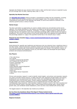 Global Industry Analysis and Forecast for Specialty Gas (2022-2029)