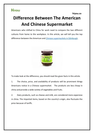 Difference Between The American And Chinese Supermarket