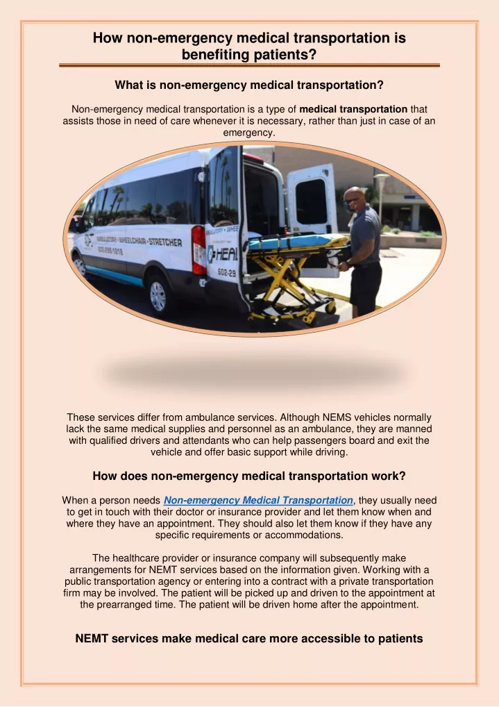 how non emergency medical transportation