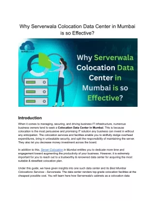 why serverwala colocation data center in mumbai