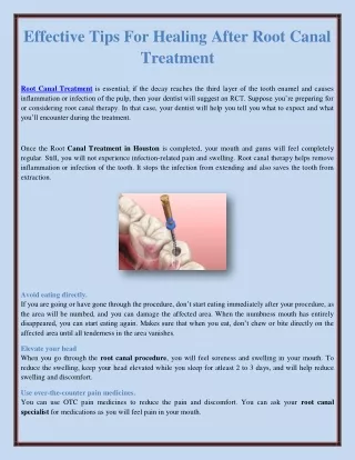 Effective Tips For Healing After Root Canal Treatment