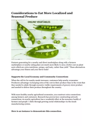considerations to eat more localized and seasonal