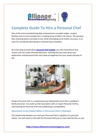 Complete Guide To Hire a Personal Chef
