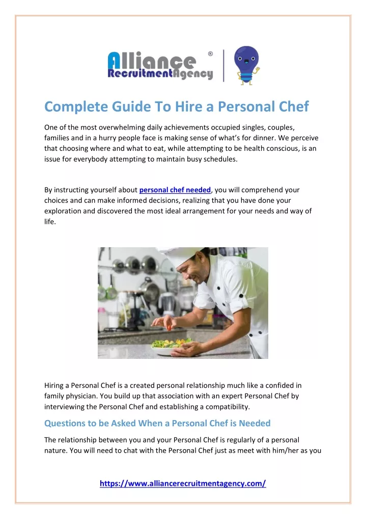 complete guide to hire a personal chef