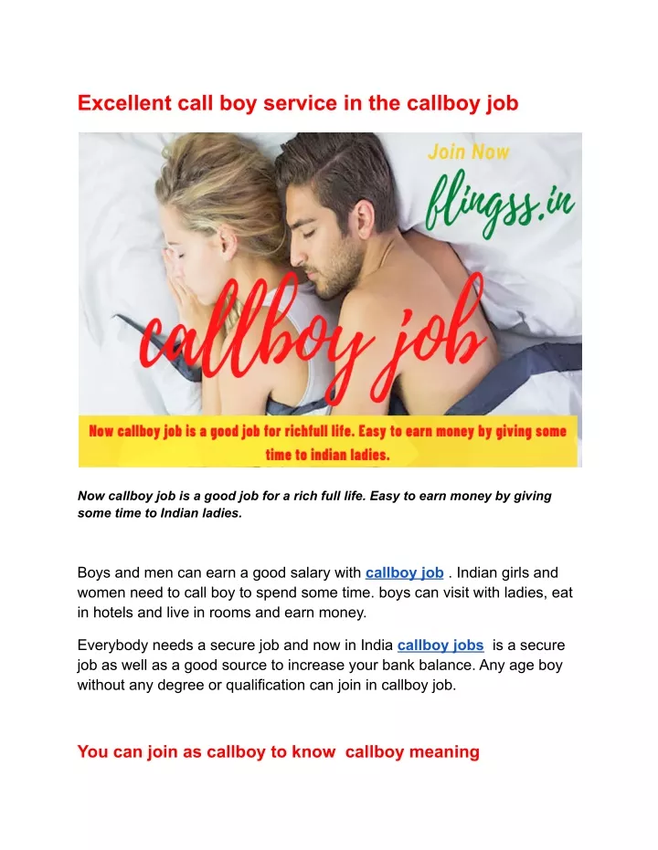 excellent call boy service in the callboy job