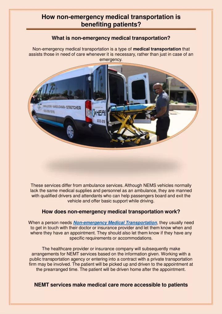 how non emergency medical transportation