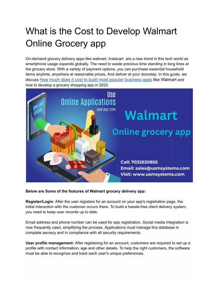 what is the cost to develop walmart online