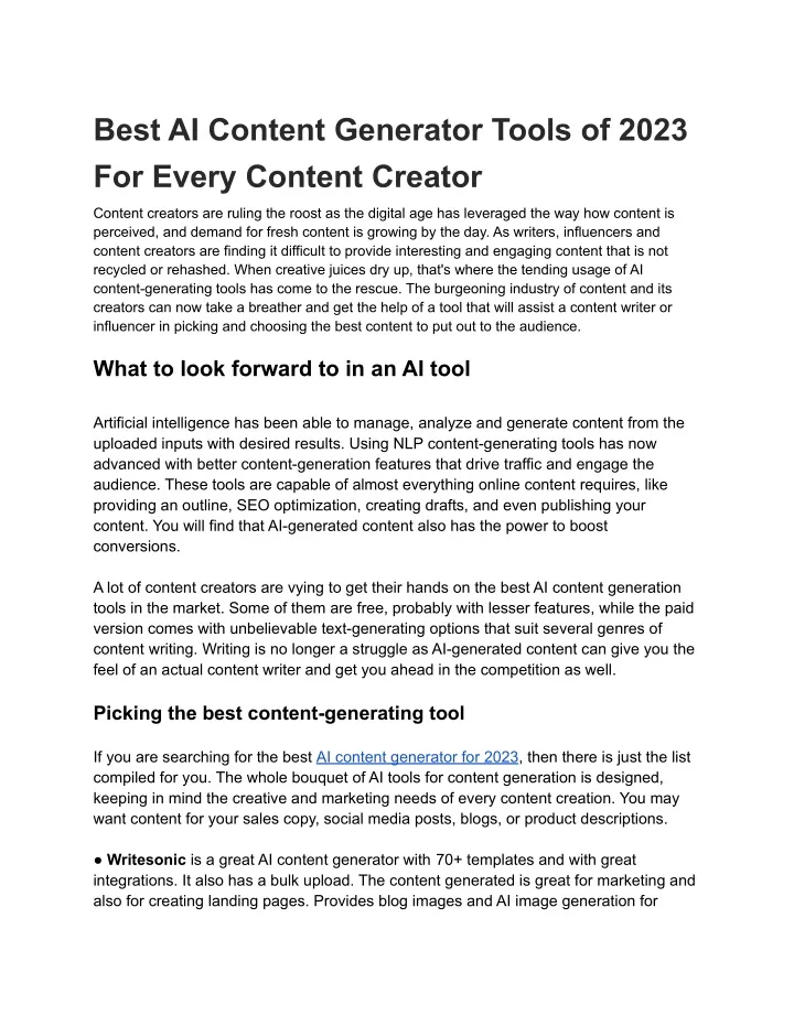 best ai content generator tools of 2023 for every