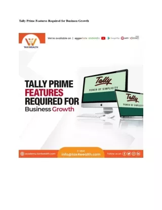 Tally Prime Features Required for Business Growth | Academy Tax4wealth
