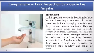 Water Leak Detection and Repair Services in Los Angeles