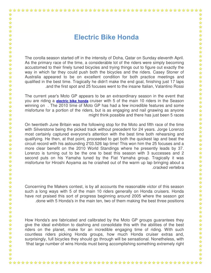 electric bike honda
