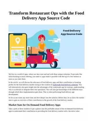 Transform Restaurant Ops with the Food Delivery App Source Code