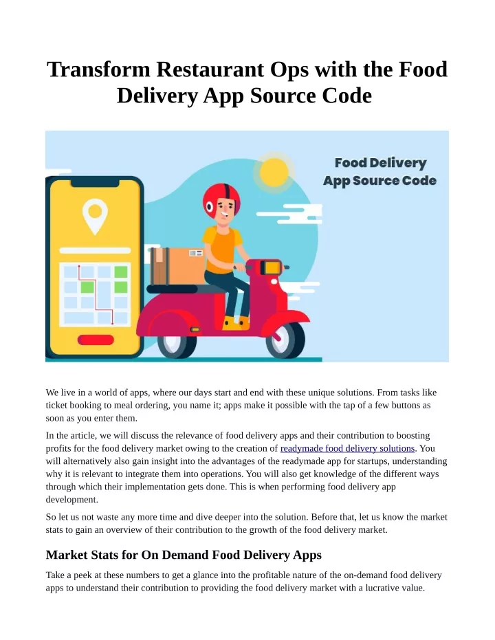 transform restaurant ops with the food delivery