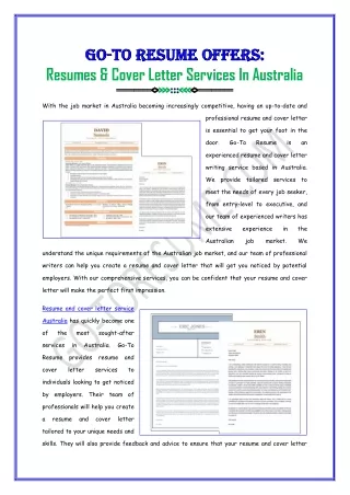 Resumes And Cover Letter Services In Australia