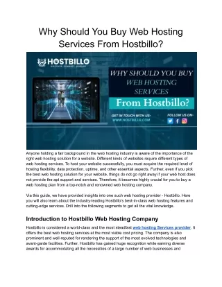 why should you buy web hosting services from