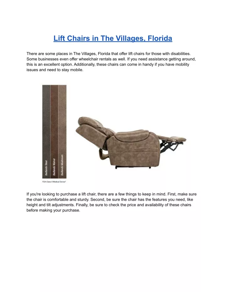 lift chairs in the villages florida