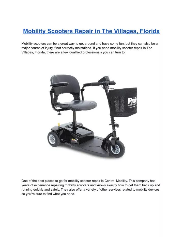 mobility scooters repair in the villages florida