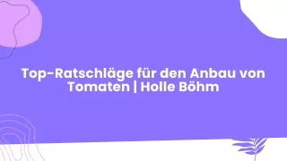Der beste Rat für den Anbau von Tomaten | Holle Böhm