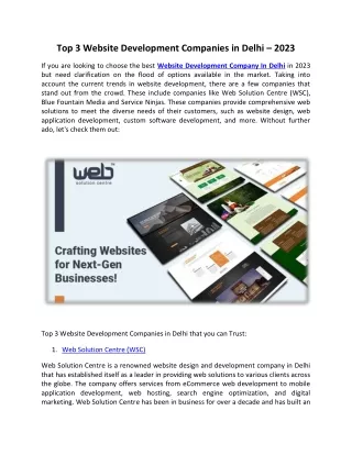 top 3 website development companies in delhi 2023
