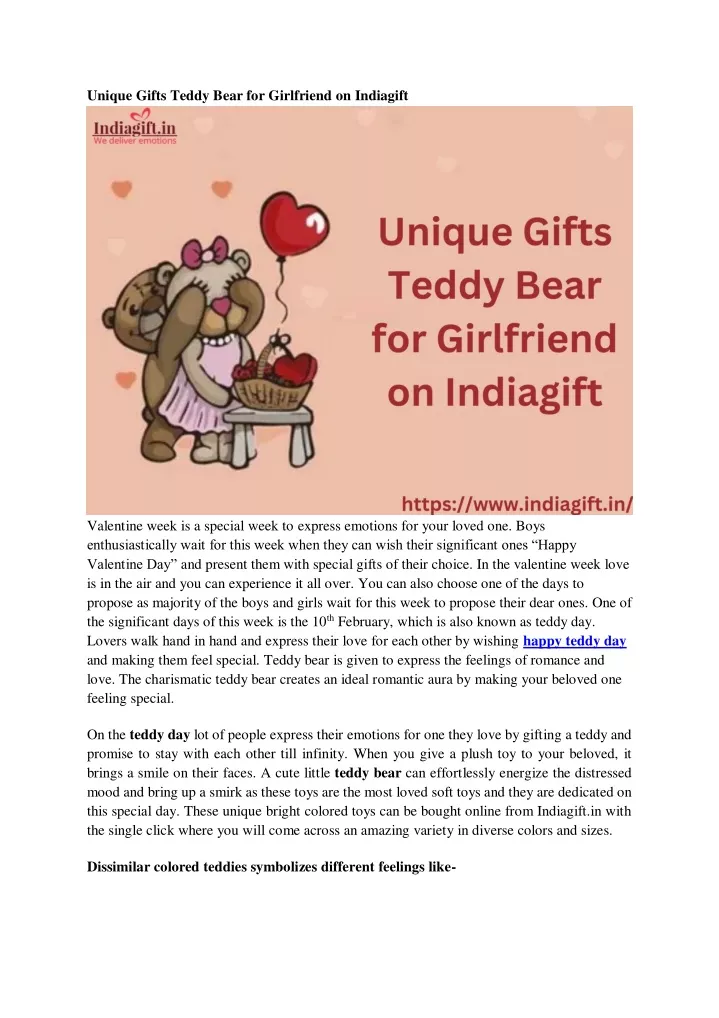 unique gifts teddy bear for girlfriend