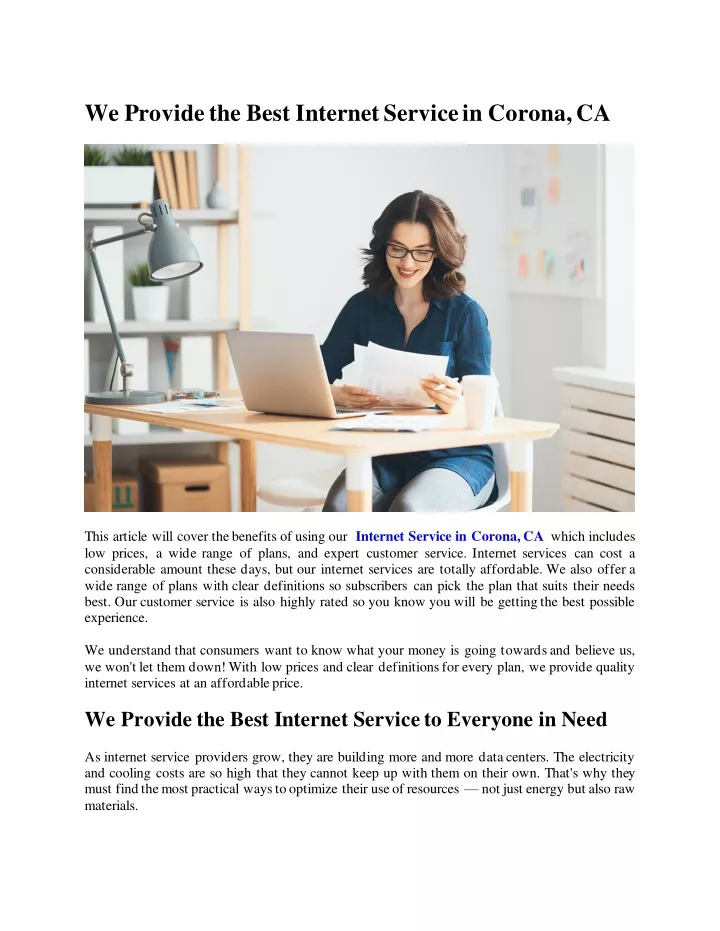 we provide the best internet service in corona ca