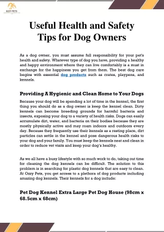 Useful Health and Safety Tips for Dog Owners