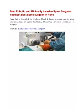 Best Robotic and Minimally Invasive Spine Surgeon | Topmost Best Spine surgeon i