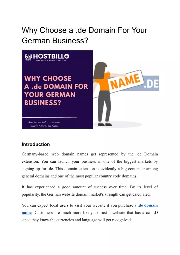 why choose a de domain for your german business