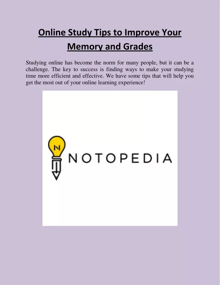online study tips to improve your memory
