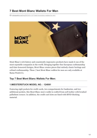 7 Best Mont Blanc Wallets For Men