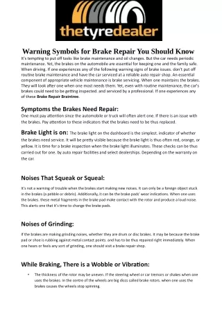 Warning Symbols for Brake Repair You Should Know