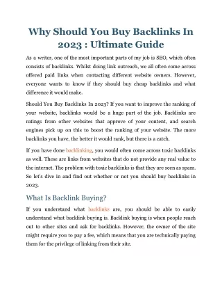 Why Should You Buy Backlinks In 2023 : Ultimate Guide