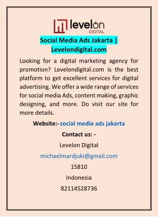 Social Media Ads Jakarta | Levelondigital.com
