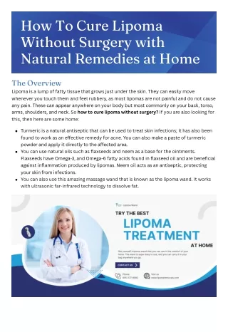 How To Cure Lipoma Without Surgery with Natural Remedies at Home?